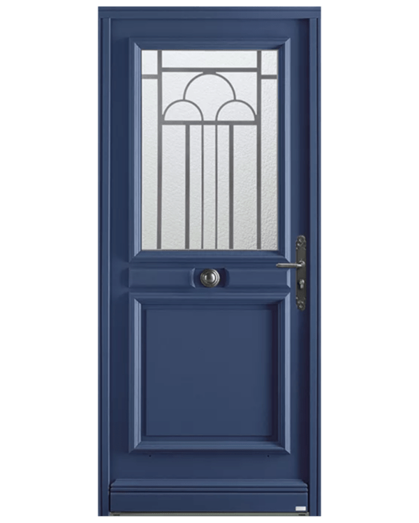 Porte d'entrée bois Cambon bleu 5003 satiné Bel'm