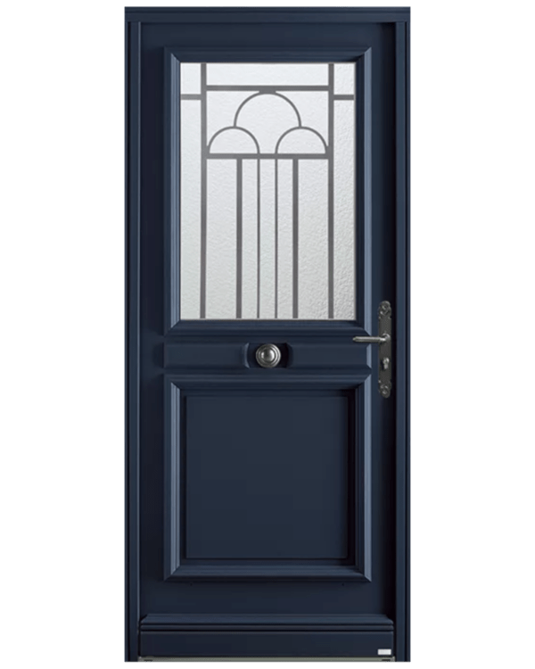 Porte d'entrée bois Cambon bleu 5010 satiné Bel'm