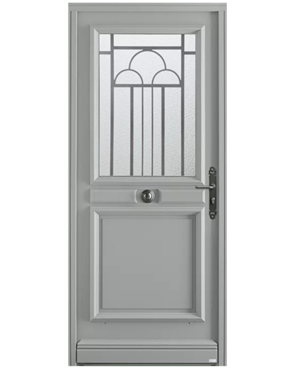 Porte d'entrée bois Cambon gris 7004 satiné Bel'm