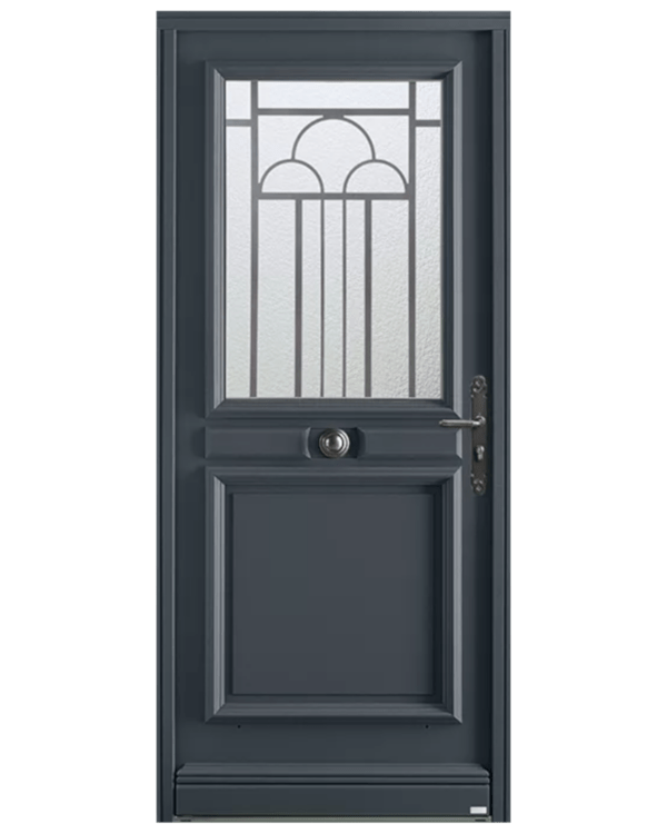 Porte d'entrée bois Cambon gris 7016 satiné Bel'm