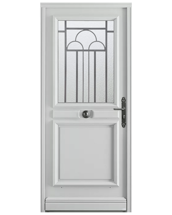 Porte d'entrée bois Cambon gris 7035 satiné Bel'm