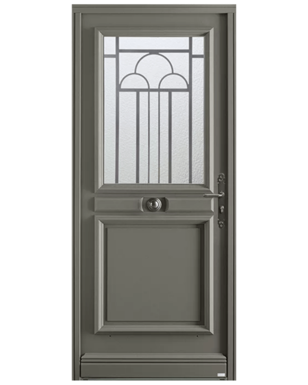 Porte d'entrée bois Cambon gris 7039 satiné Bel'm