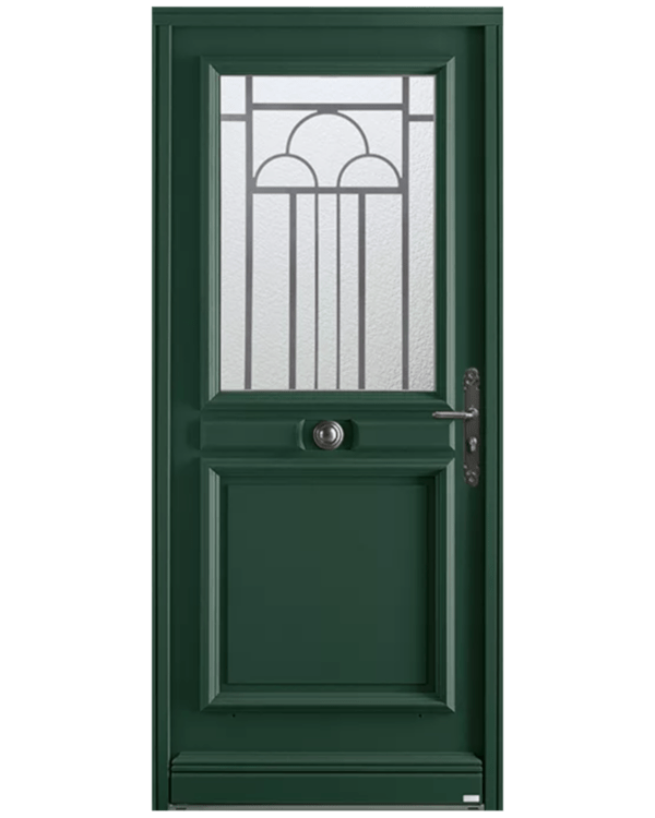 Porte d'entrée bois Cambon vert 6005 satiné Bel'm