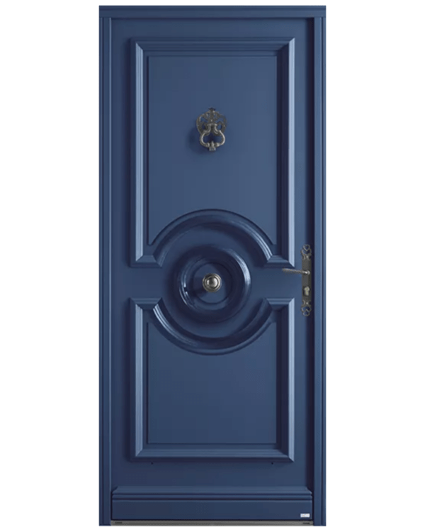 Porte d'entrée bois Castellane bleu 5003 satiné Bel'm